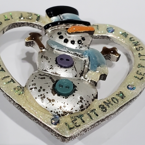 VINTAGE AJMC SNOWMAN BROOCHES SET OF 2 FRIENDS HOLIDAY WINTER - Picture 6 of 8